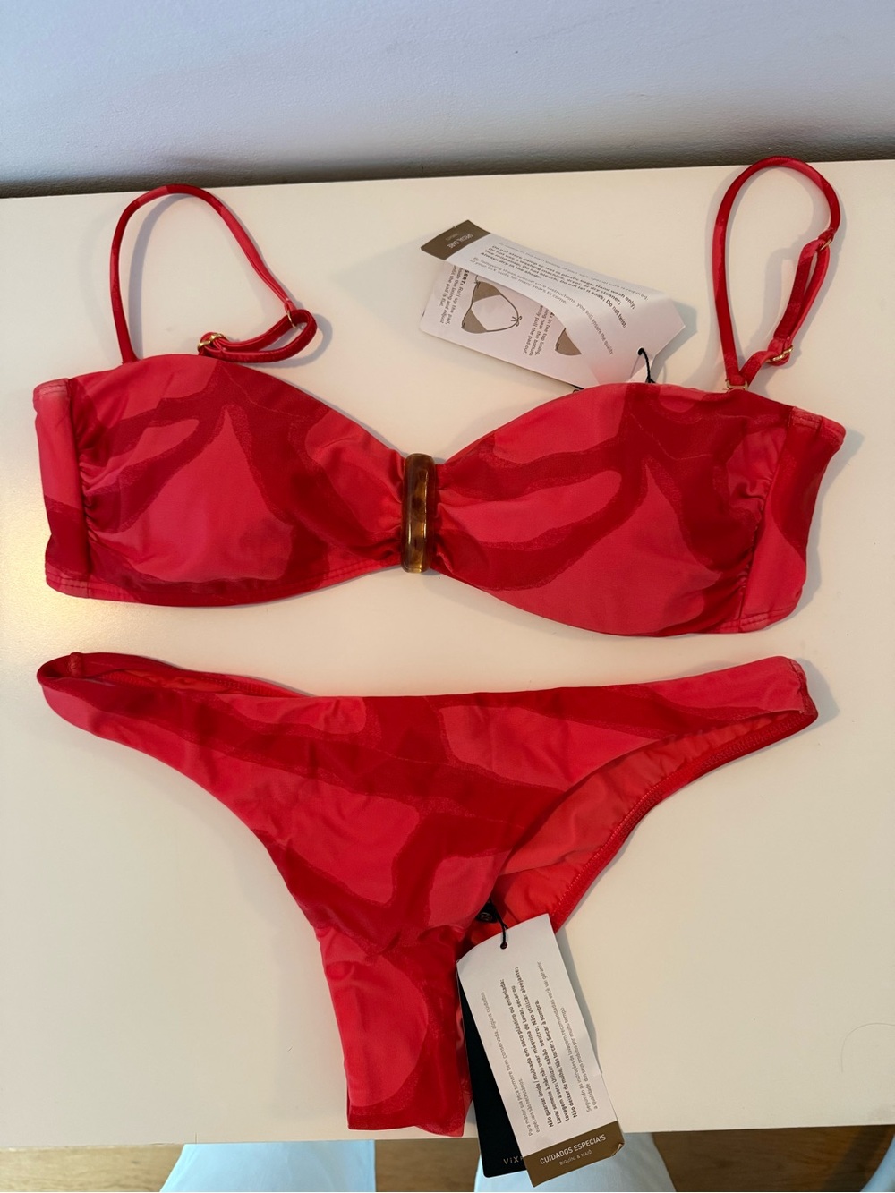 Red Two-Piece Bikini with Center Accent